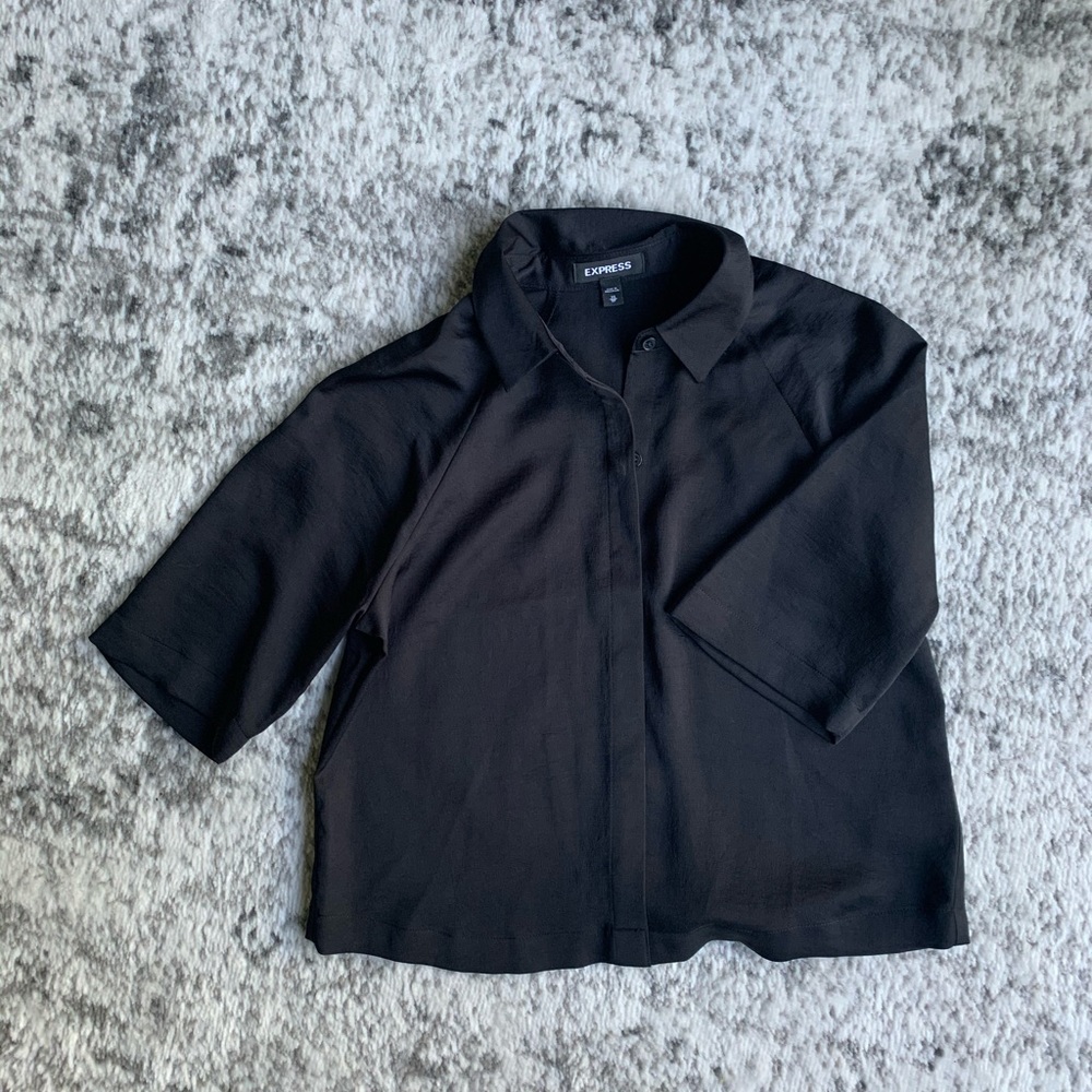 Black Cropped Express Blouse